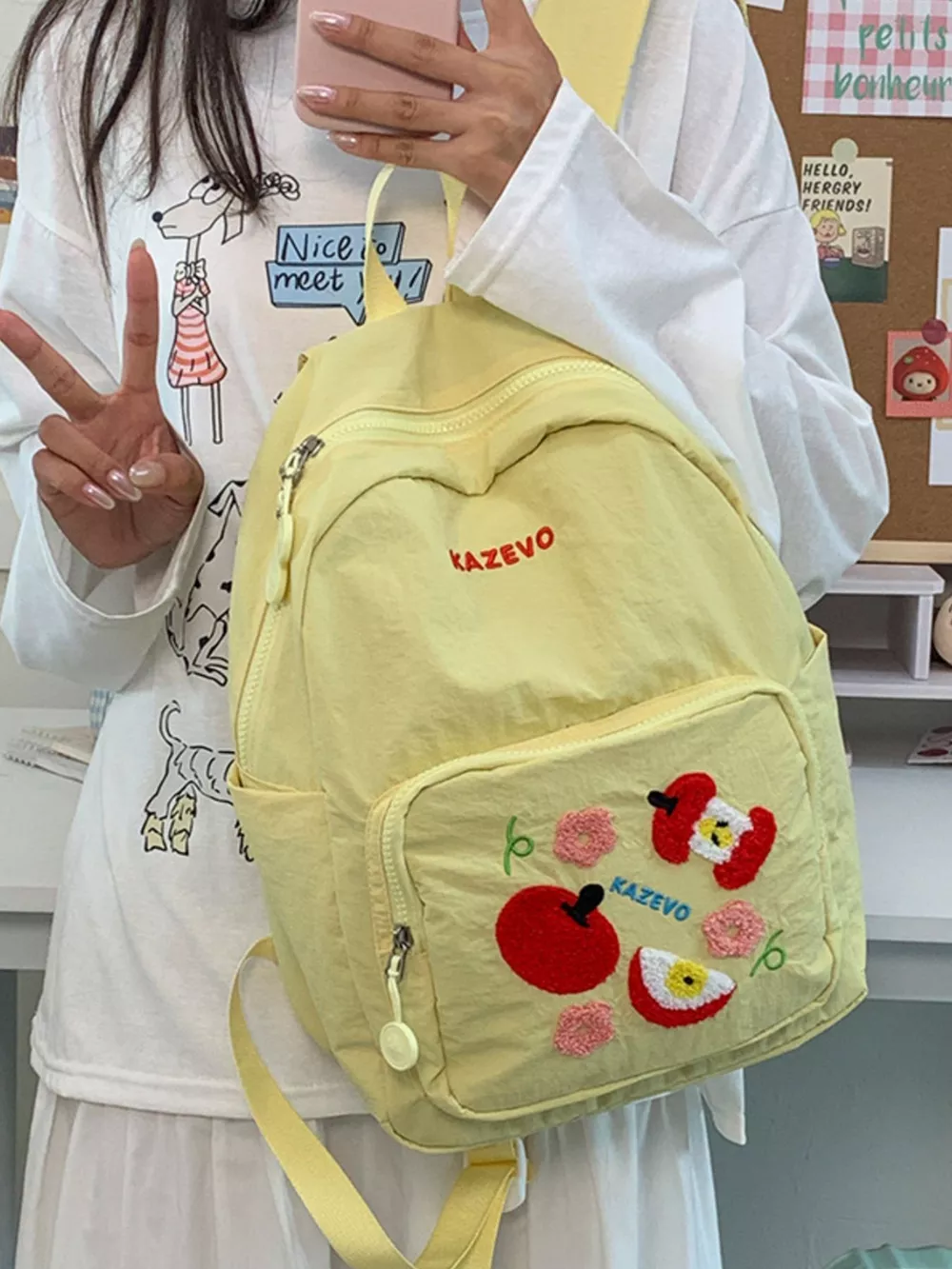 Embroidered Lightweight Backpack Bag, image 3