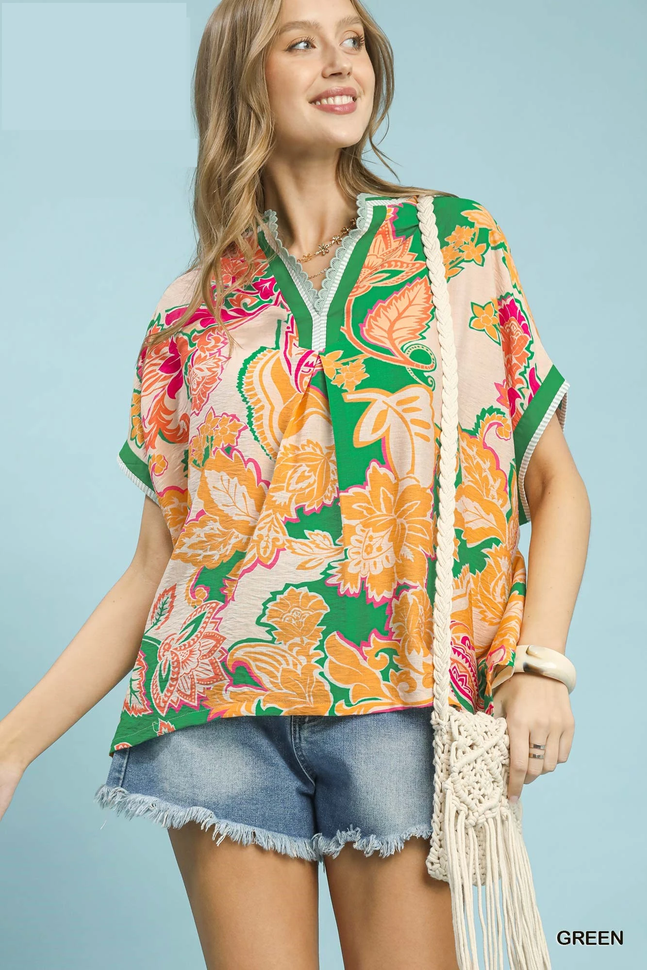Abstract Print Oversized Top