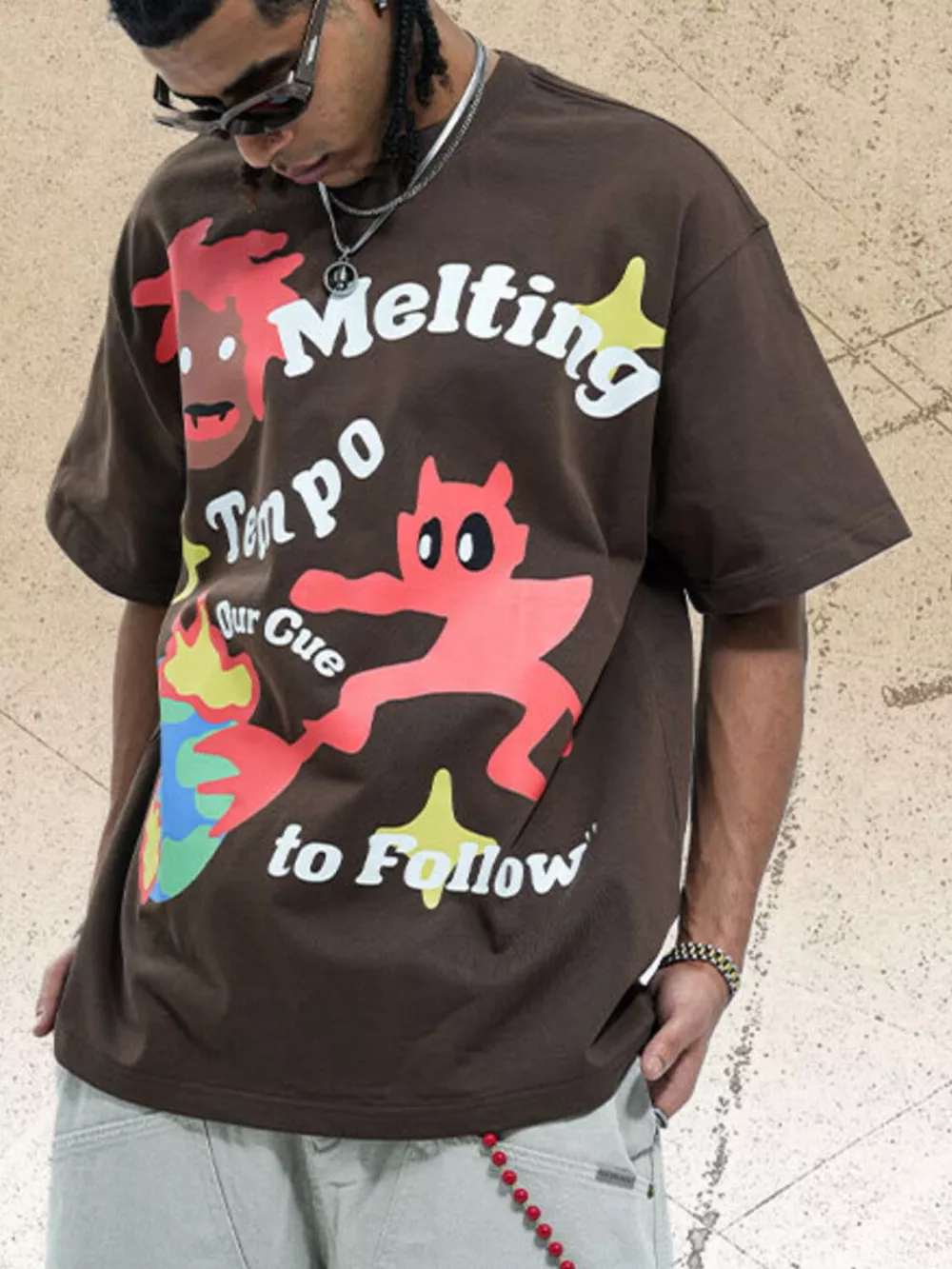 Men's Graphic Round Neck Oversized T-Shirt, image 2