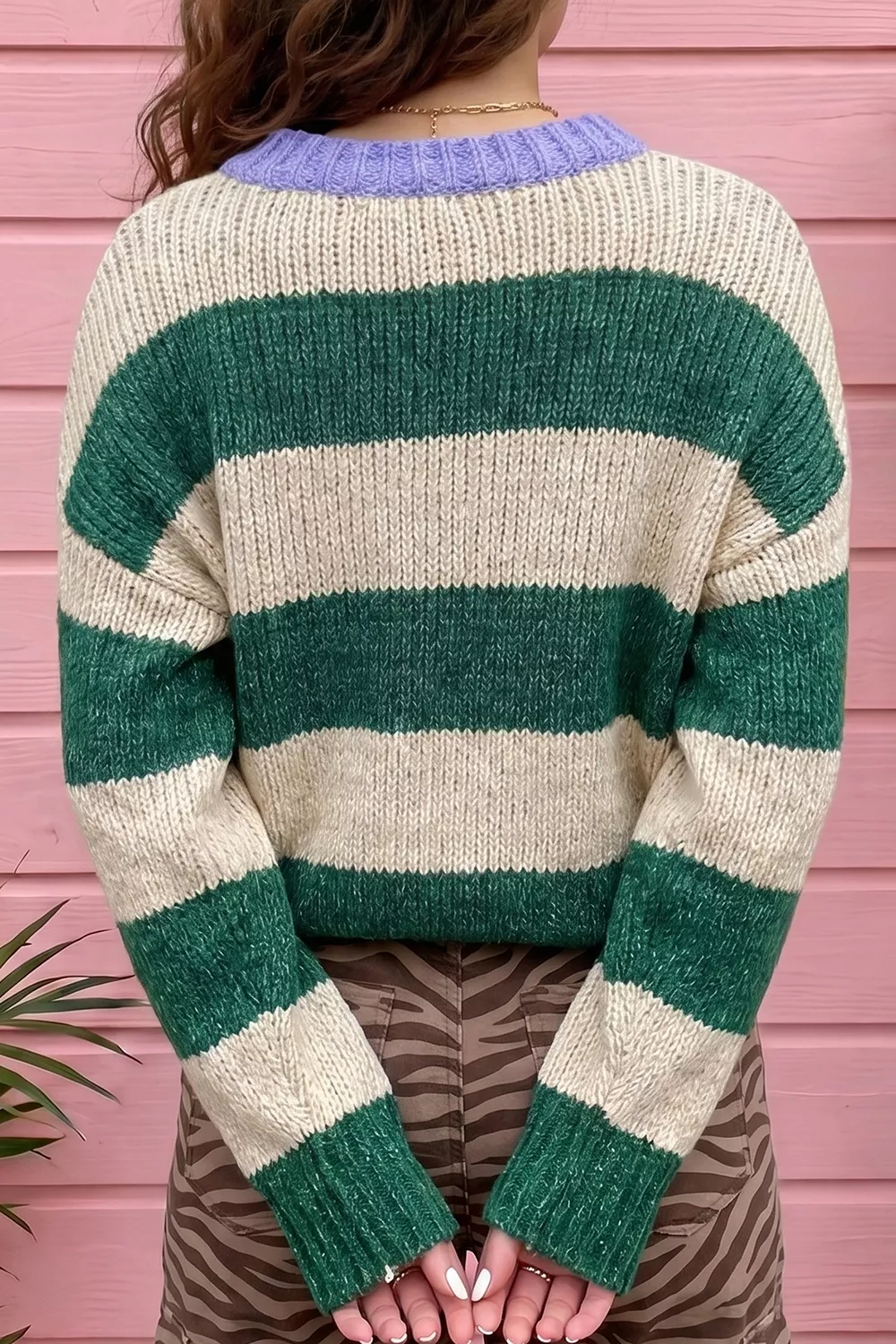 Stripe Striped Colorblock Drop Shoulder Pullover Sweater, image 3
