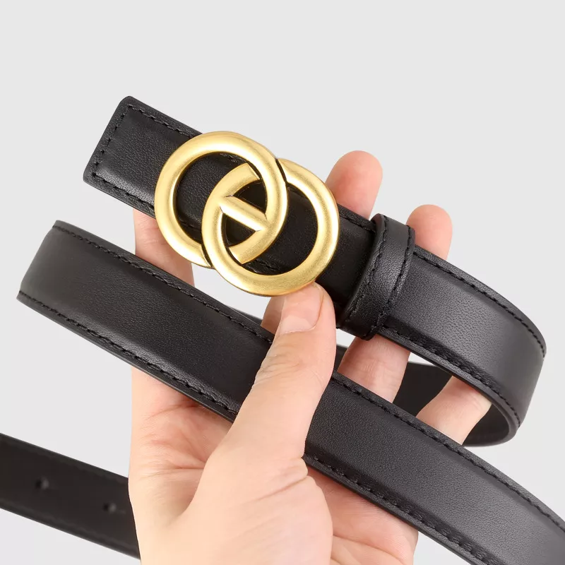 Double Circle Buckle Leather Belt, image 2