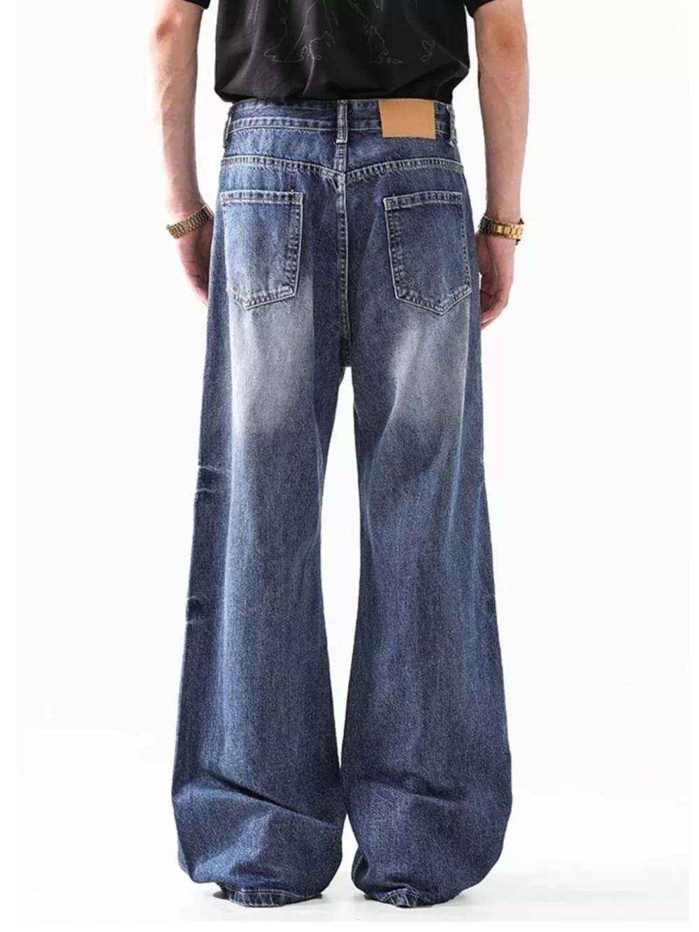 Men's Washed Wide Leg Jeans, image 3
