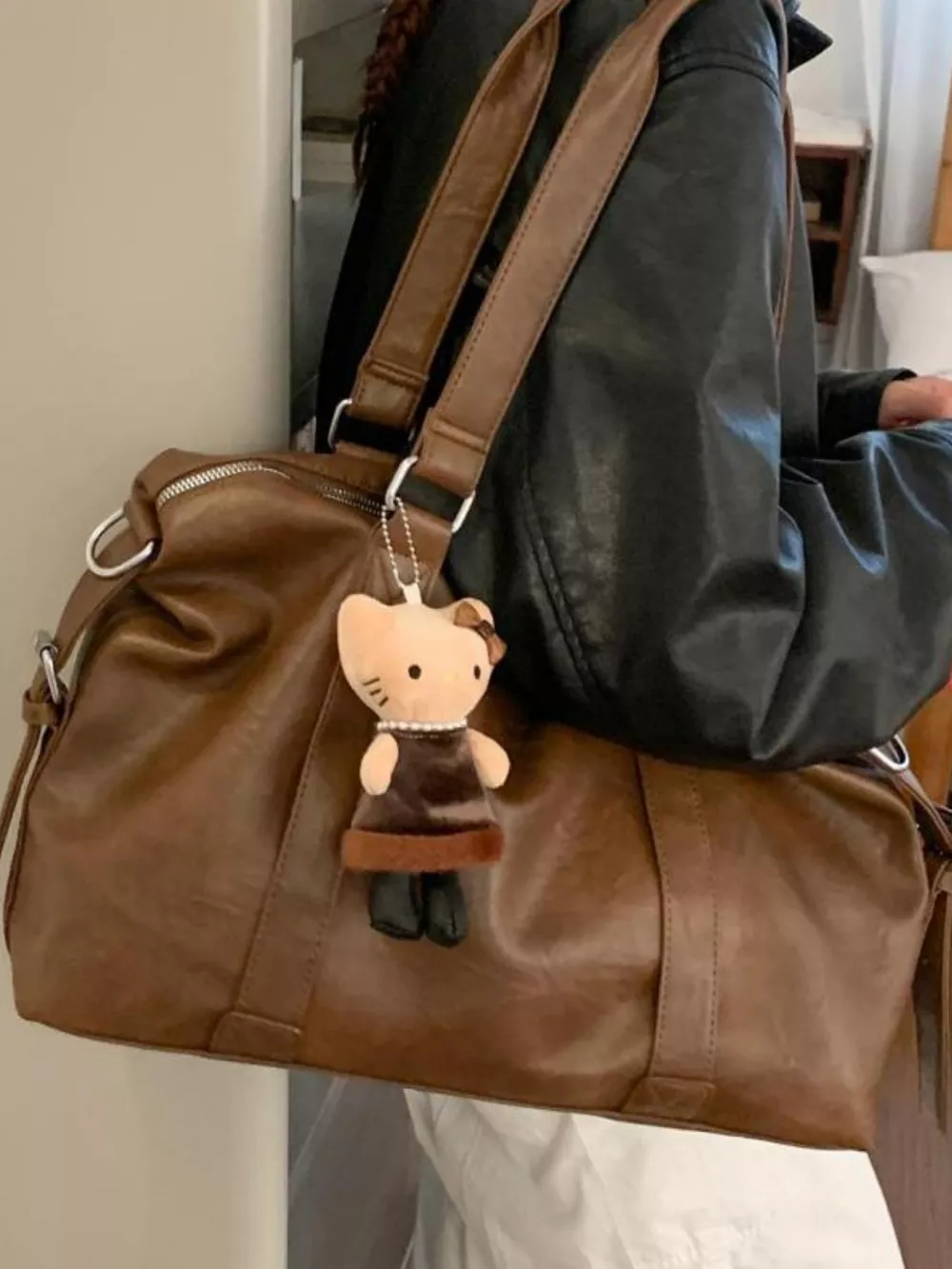 Leather Shoulder Bag with Charm, image 5