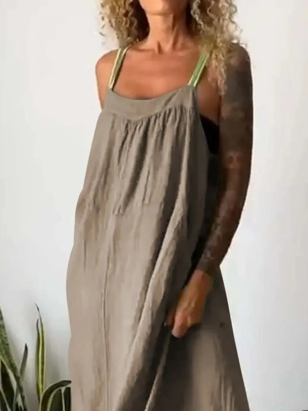 Full Size Ruched Cami Maxi Dress with Pockets Plus Size, image 11