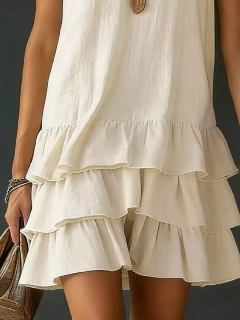 Full Size Ruffled Hem V-Neck Sleeveless Dress Plus Size, image 11