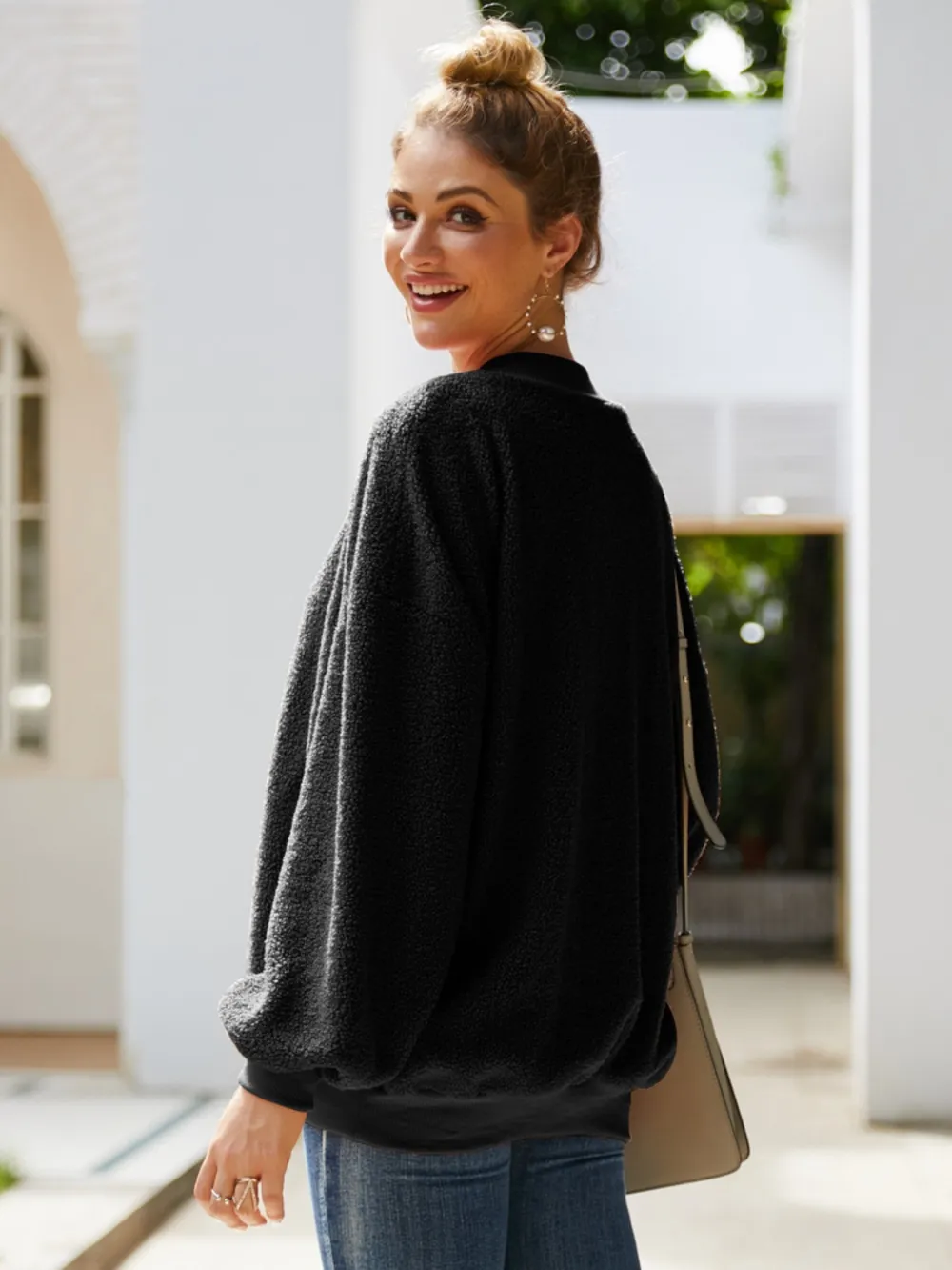 Mock Neck Dropped Shoulder Sweatshirt, image 6