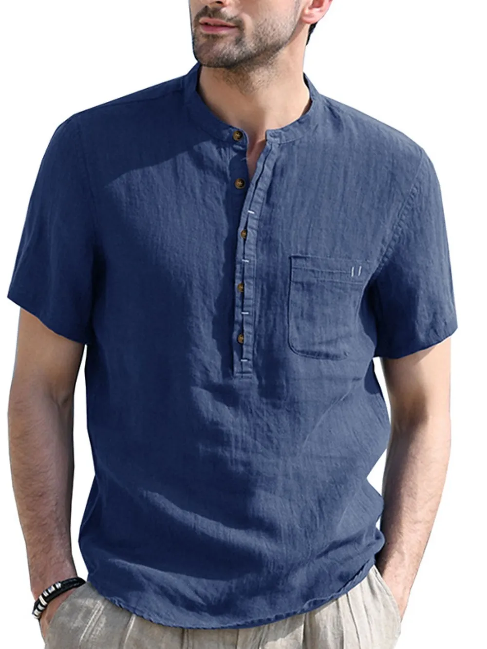 Men's Button Detail Short Sleeve Polo, image 2