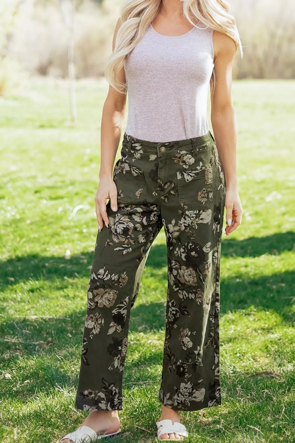 Vintage Style Floral Print High Waist Wide Leg Jeans, image 5
