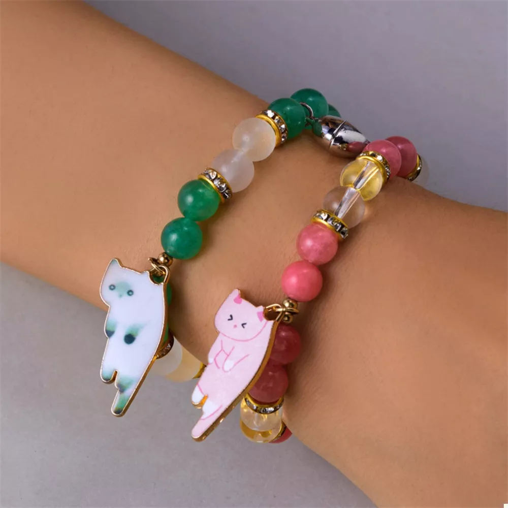 2 Piece Beaded Cat Charm Bracelet, image 18