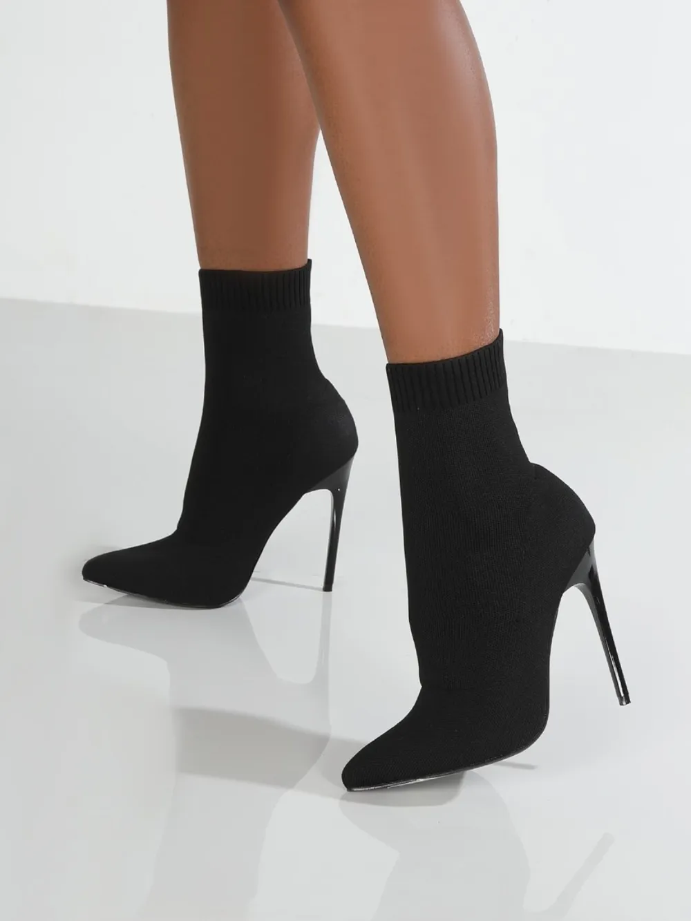 Mesh Point Toe Stiletto Boots, image 4