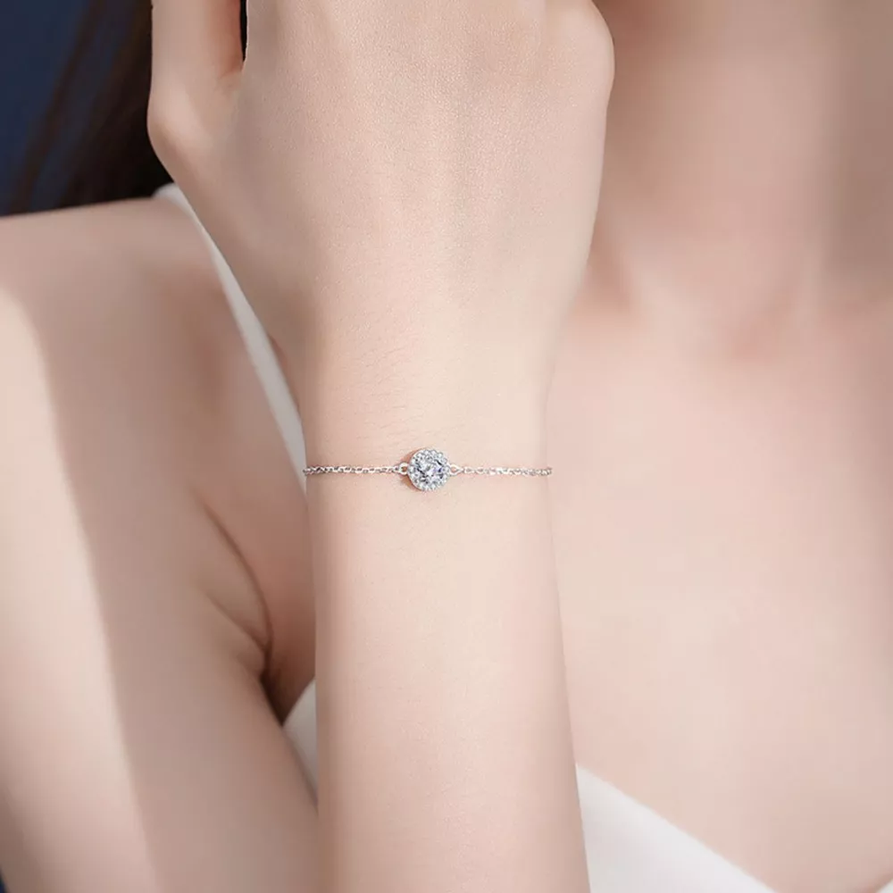 1 Carat 925 Sterling Silver Moissanite Bracelet, image 2