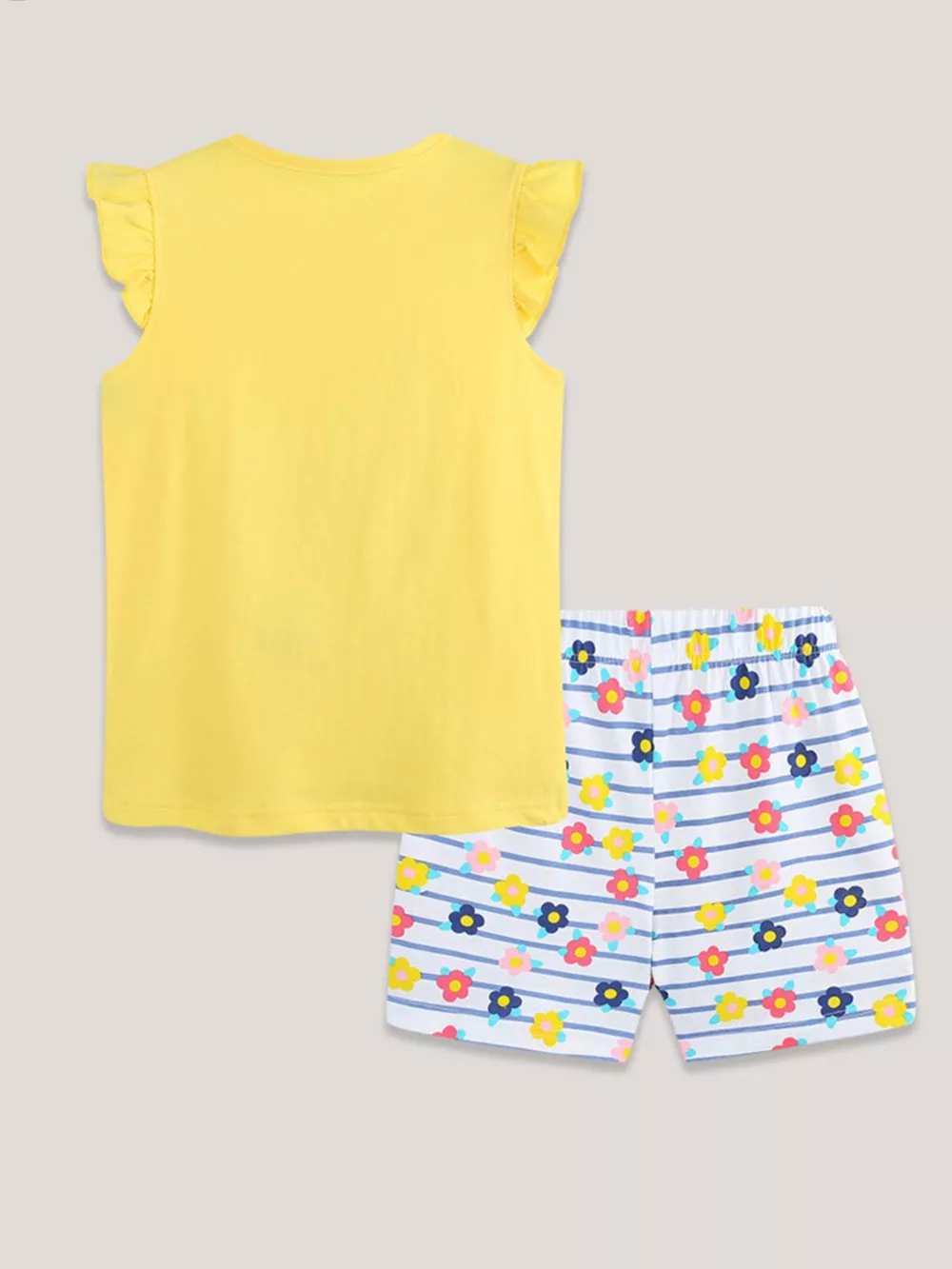 Children's Floral Ruffle Sleeve Top and Striped Shorts Set, image 5