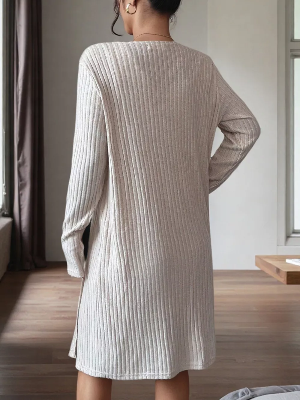 Ribbed Knit Tank Dress and Cardigan Set, image 6