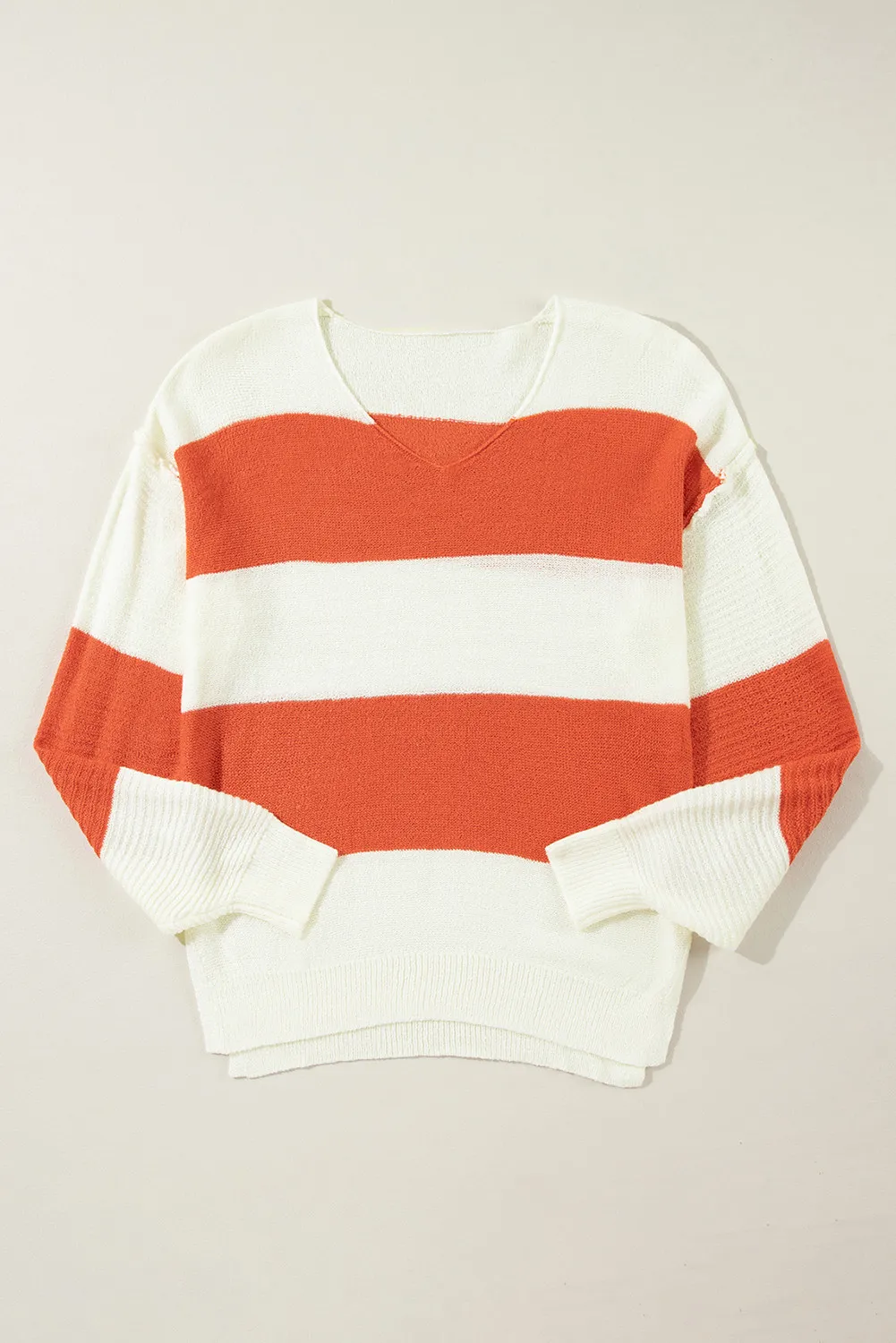 Color Block Dropped Shoulder V-Neck Sweater, image 4
