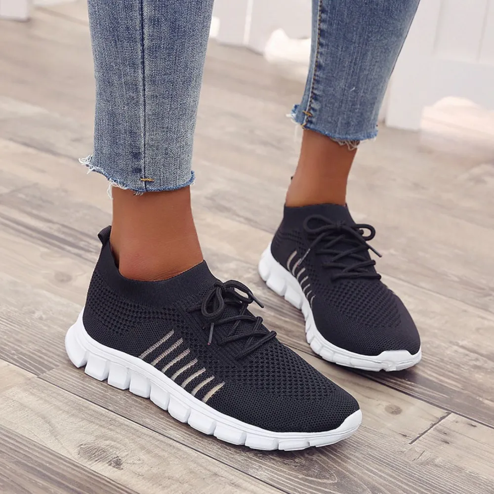Breathable Mesh Round Toe Lace Up Athletic, image 6