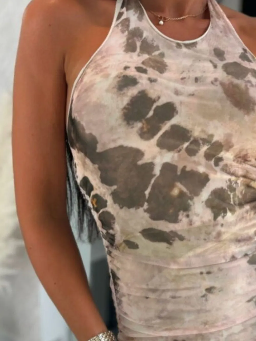 Backless Printed Halter Neck Dress, image 7