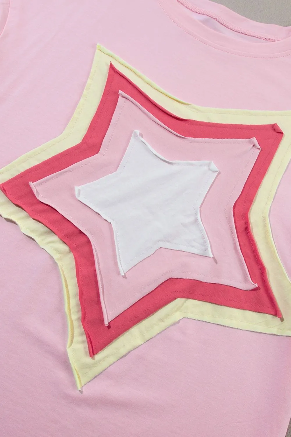 Color Block Star Patched Oversized T-Shirt, image 25