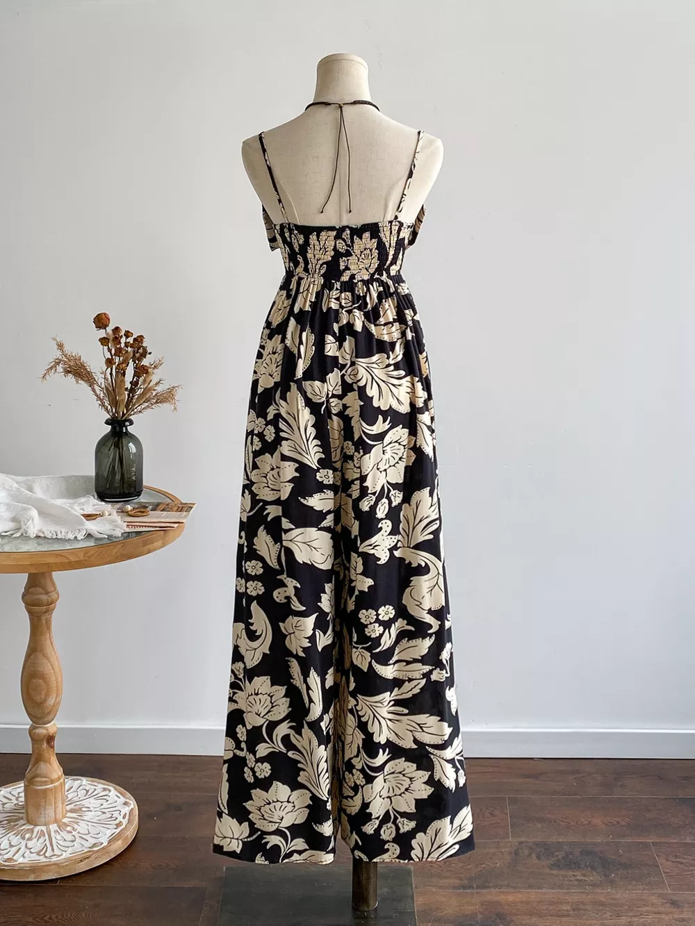Floral Print Bowknot Wide Leg Jumpsuit, image 4