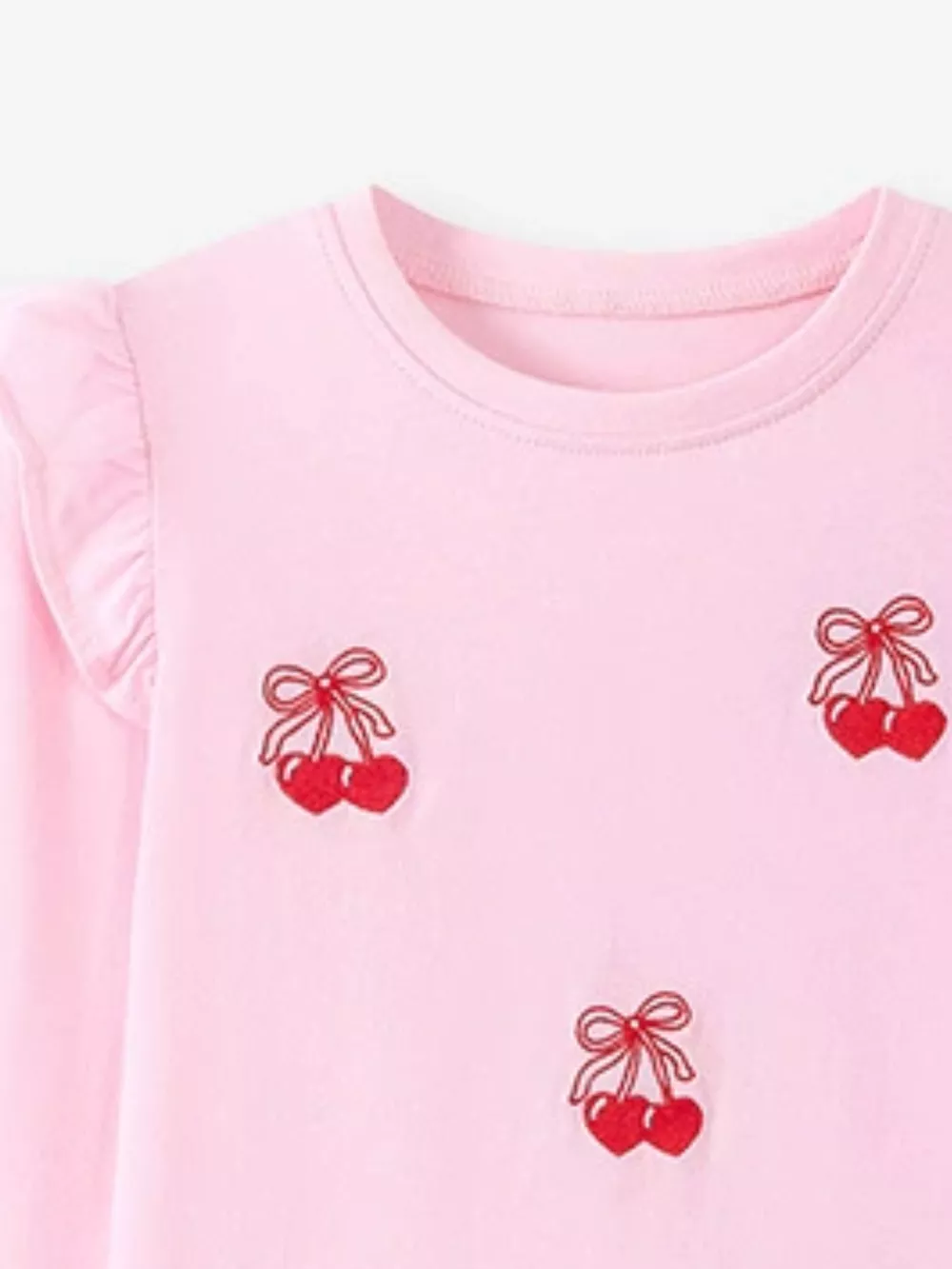 Children's Cherry & Flower Print Ruffled Long Sleeve T-Shirt, image 10