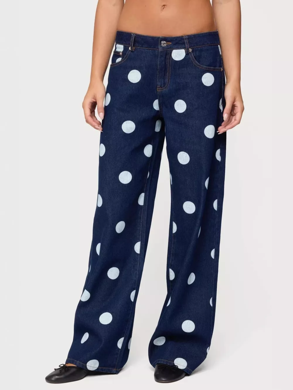 Polka Dot Wide Leg Jeans, image 3
