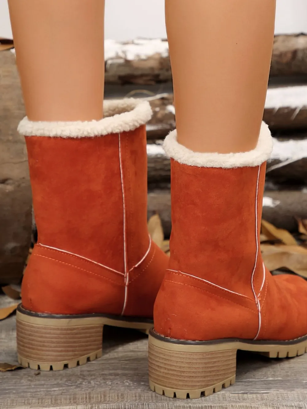 Thermal Fuzzy Block Heel Boots, image 5