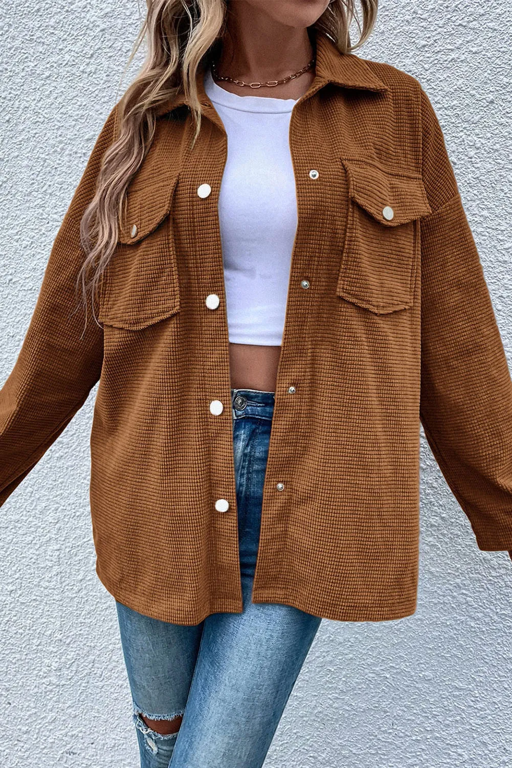 Pocketed Snap Down Long Sleeve Jacket, image 8