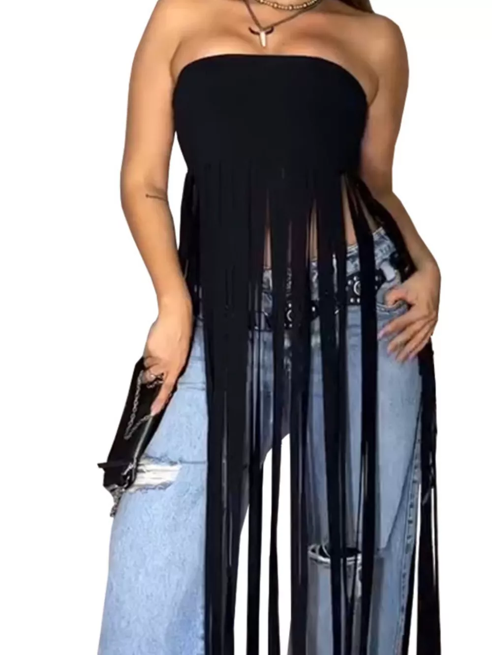 Fringe Trim Tube Top, image 12