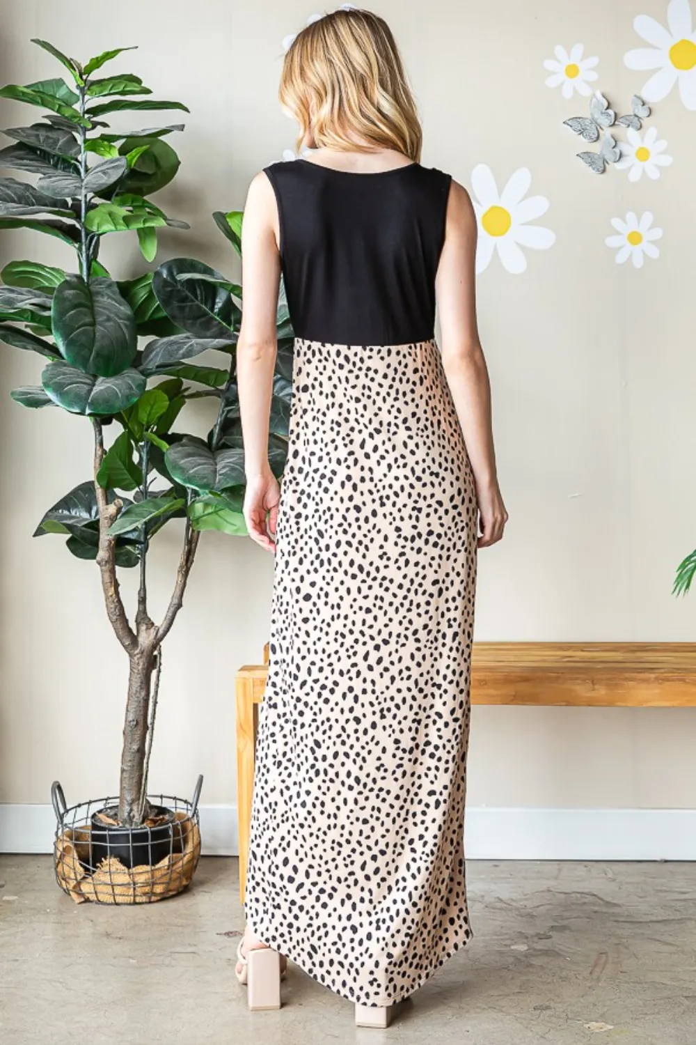 Full Size Slit Animal Print V-Neck Wide Strap Dress, image 8