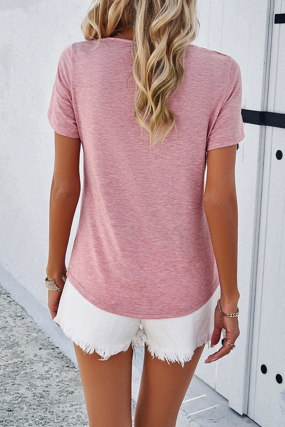 V-Neck Short Sleeve T-Shirt, image 17