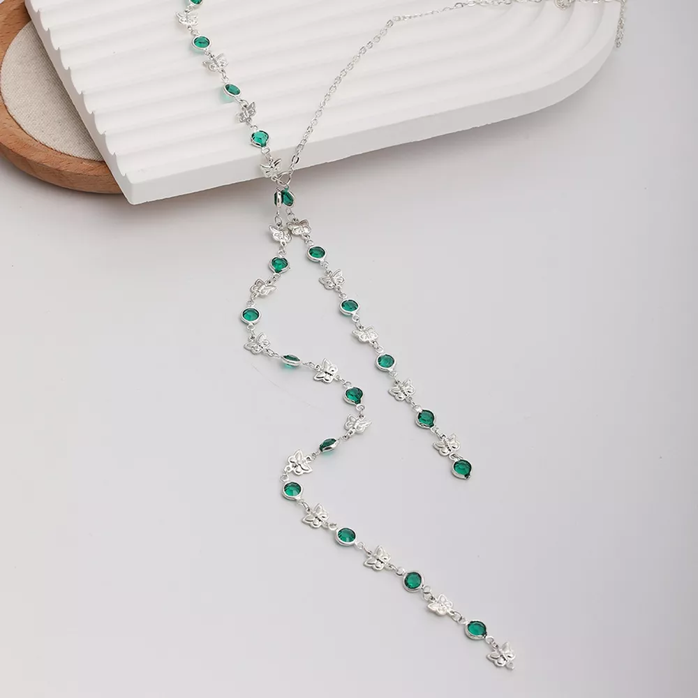 Rhinestone Butterfly Tassel Y‑Shape Lariat Necklace, image 6