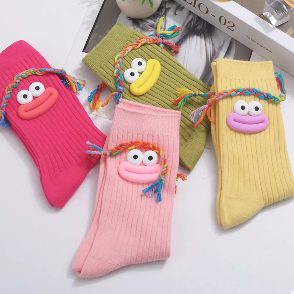 Cartoon Ribbed Knit Crew Socks, image 13