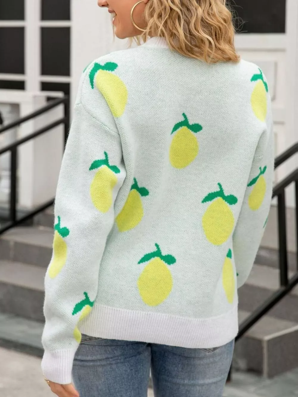 Lemon Crew Neck Round Neck Sweater, image 5