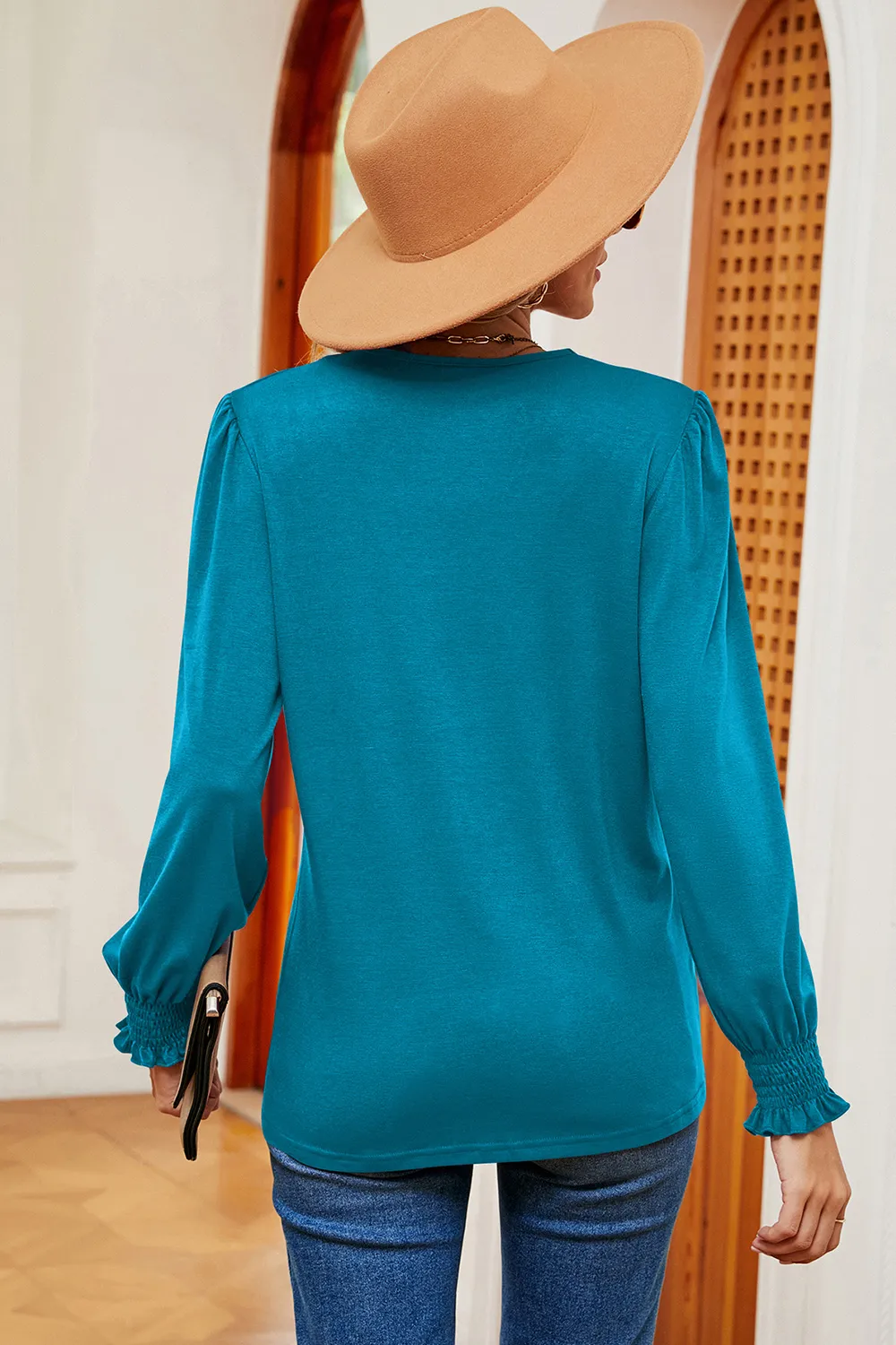 V-Neck Long Sleeve T-Shirt, image 12