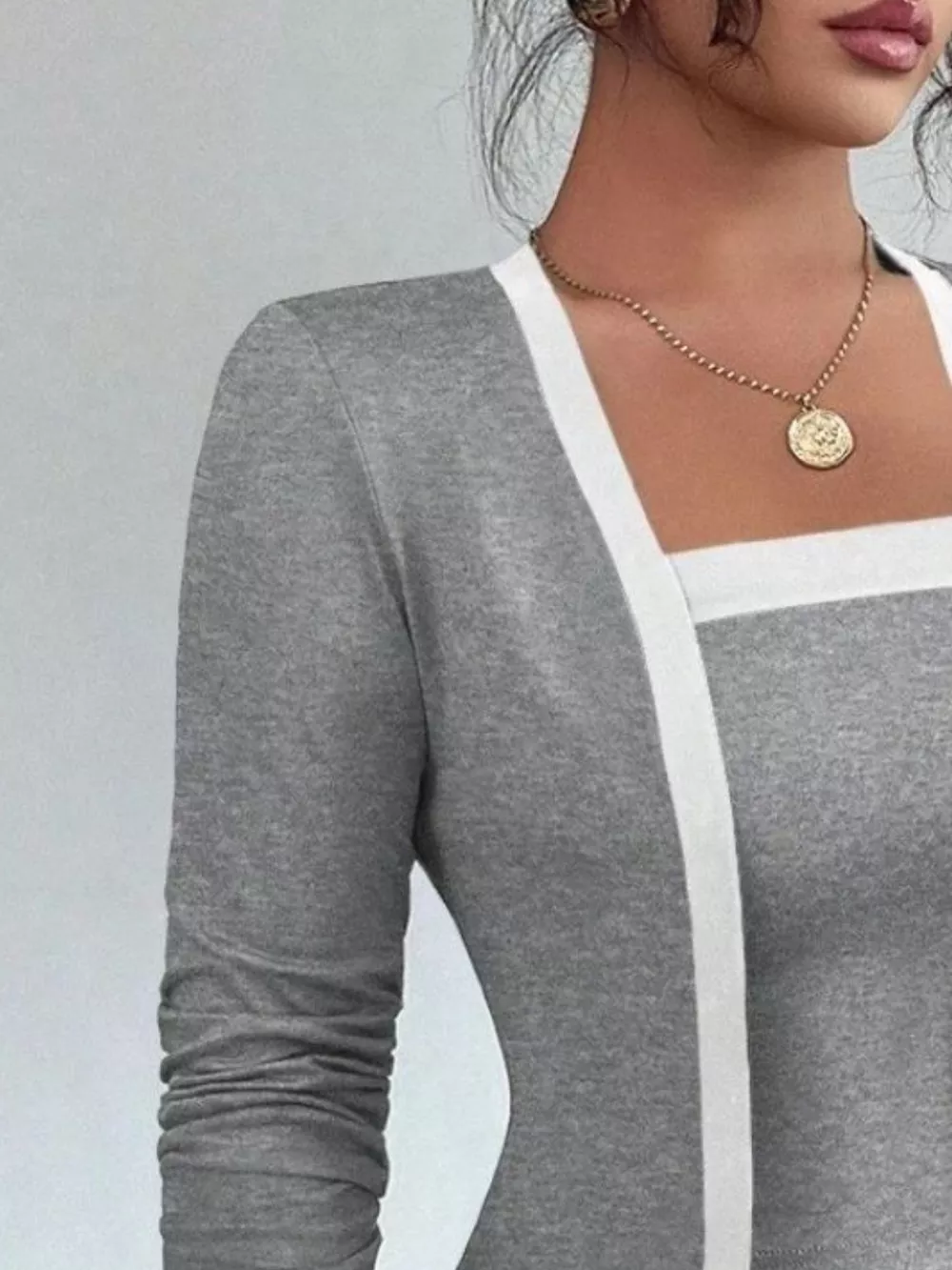 Contrast Trim Cardigan & Tank Top Set, image 10
