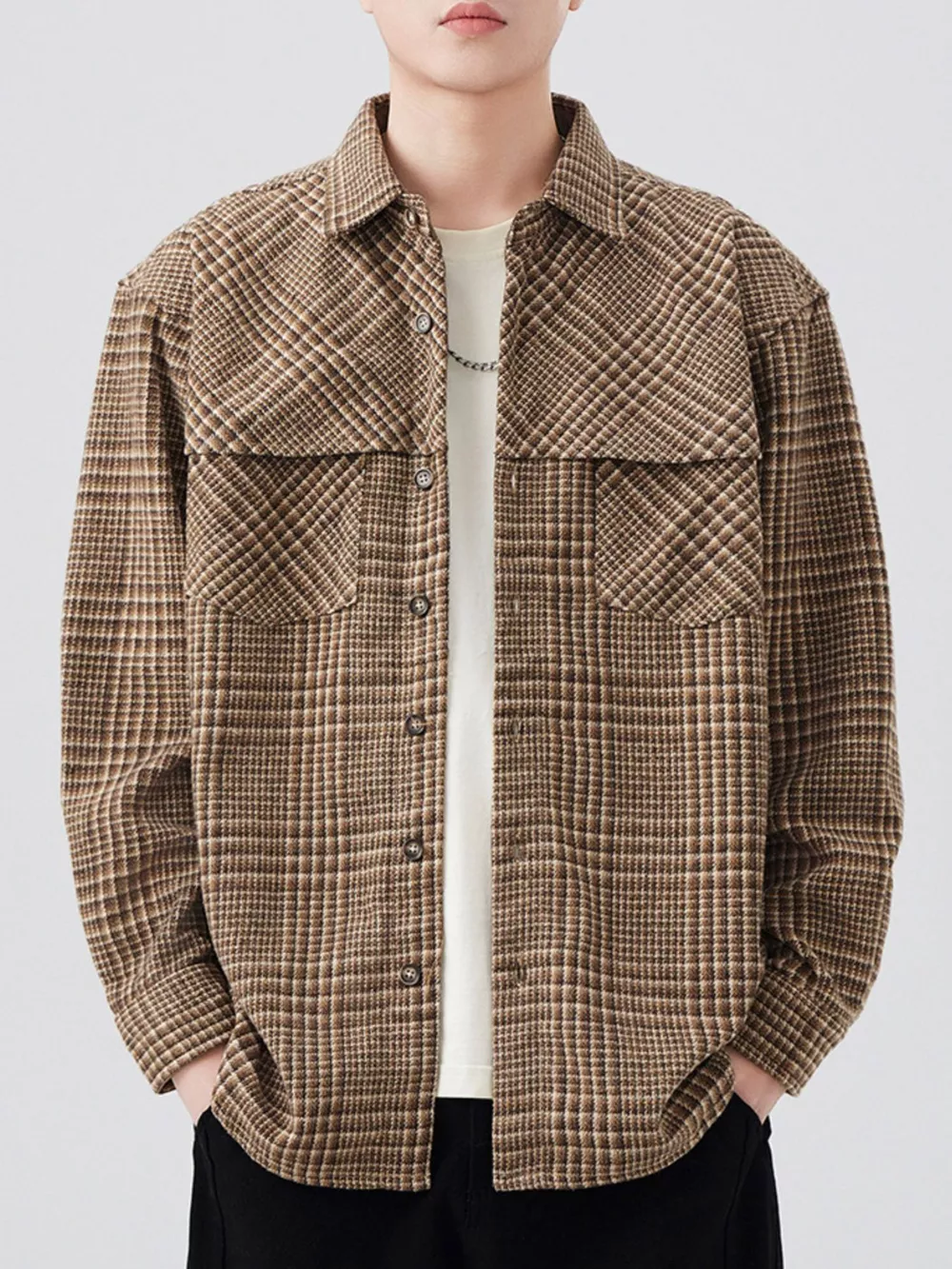 Men's Plus Size Plaid Button Up Long Sleeve Shirt, image 7