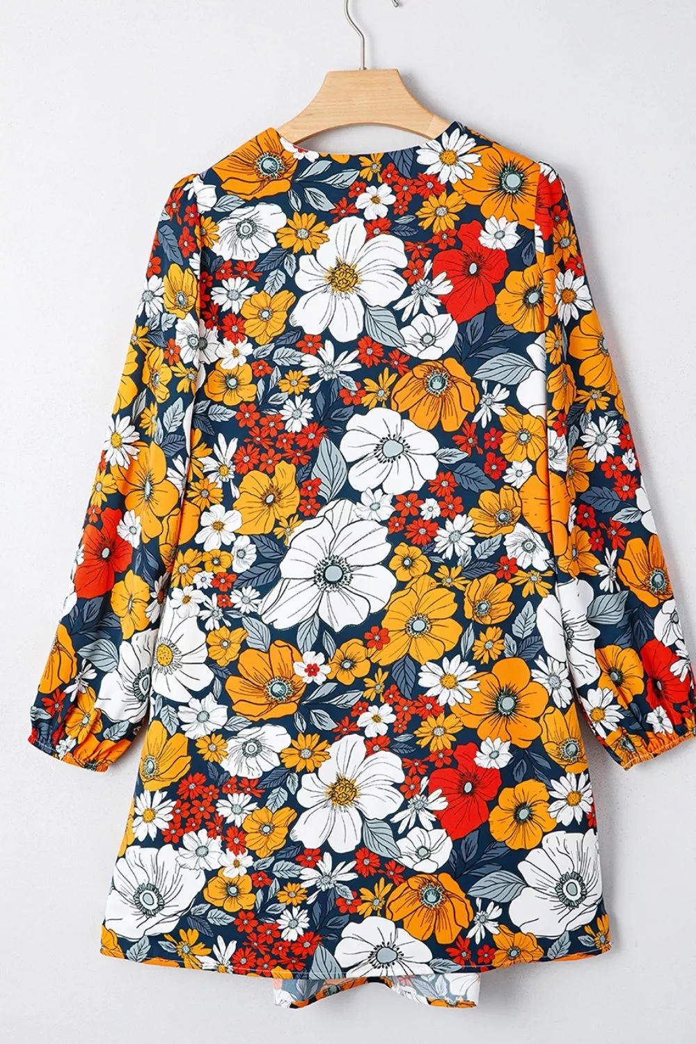 Boho Floral Print V-Neck Mini Dress with Pockets, image 10