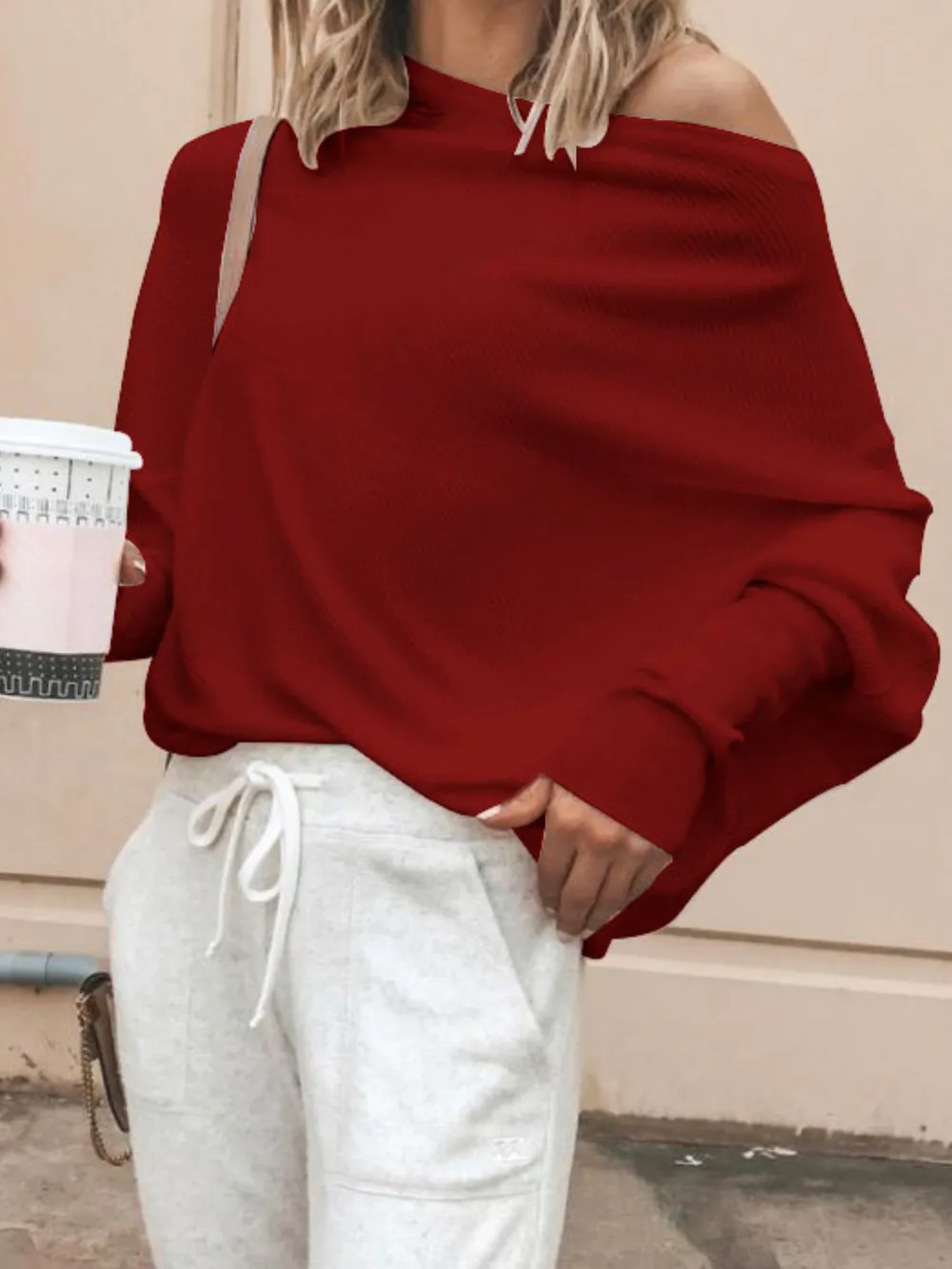 Single Shoulder Ribbed Knit Top, image 15