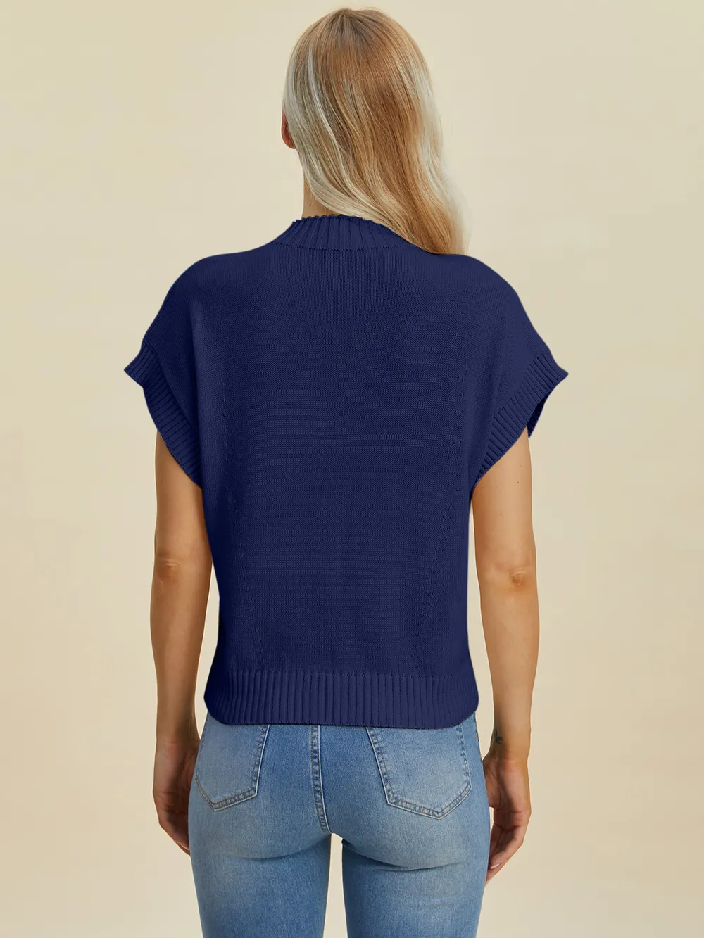 Full Size Mock Neck Short Sleeve Sweater, image 35