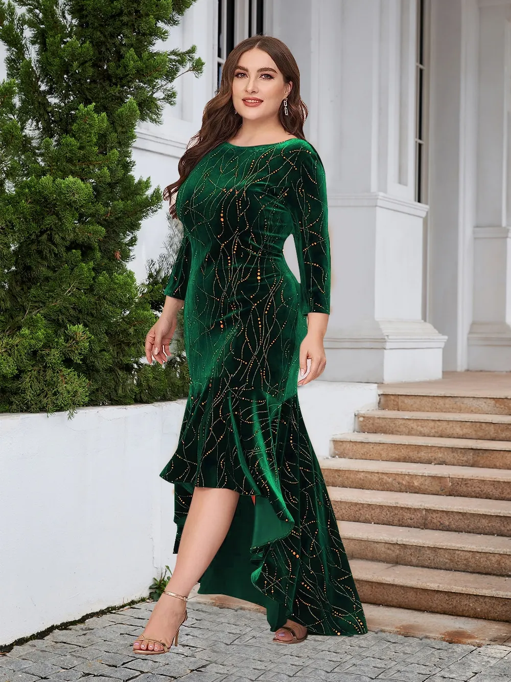Plus Size Ruffle Hem High-Low Dress, image 6