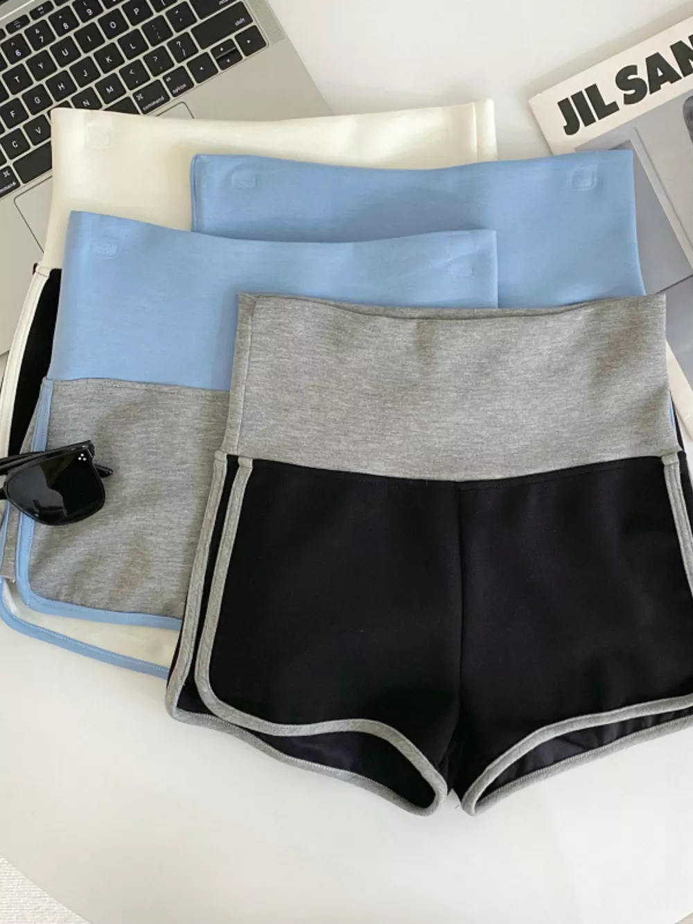 High Waist Contrast Trim Shorts, image 14