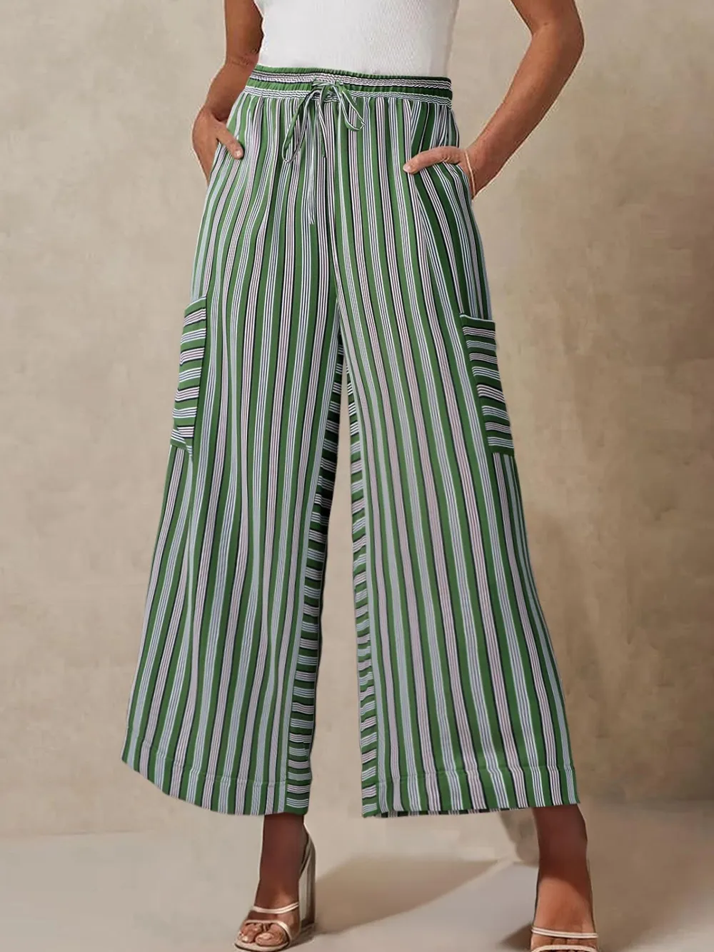 Contrast Striped Wide leg Pants, image 21