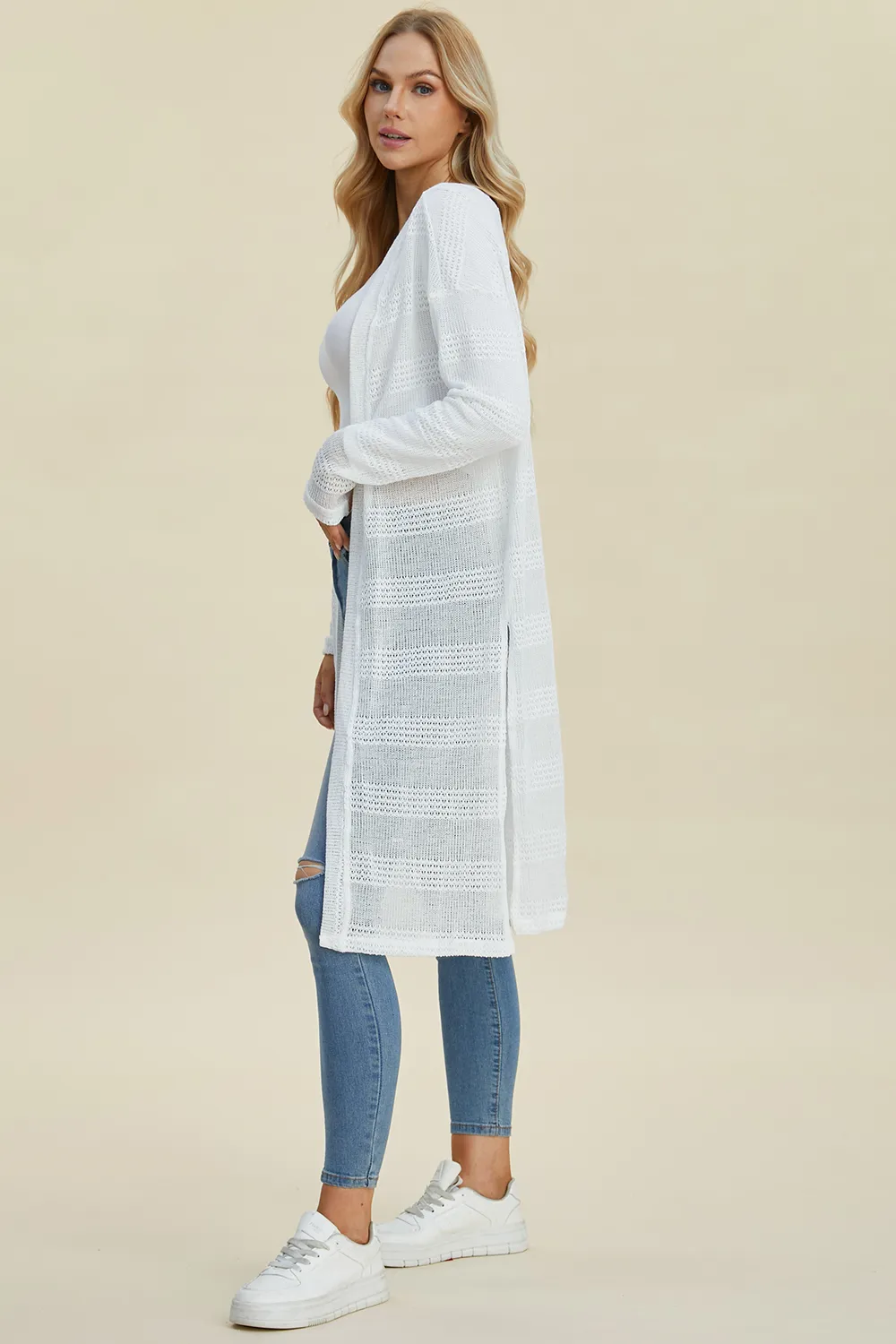 Full Size Open Front Longline Cardigan, image 36