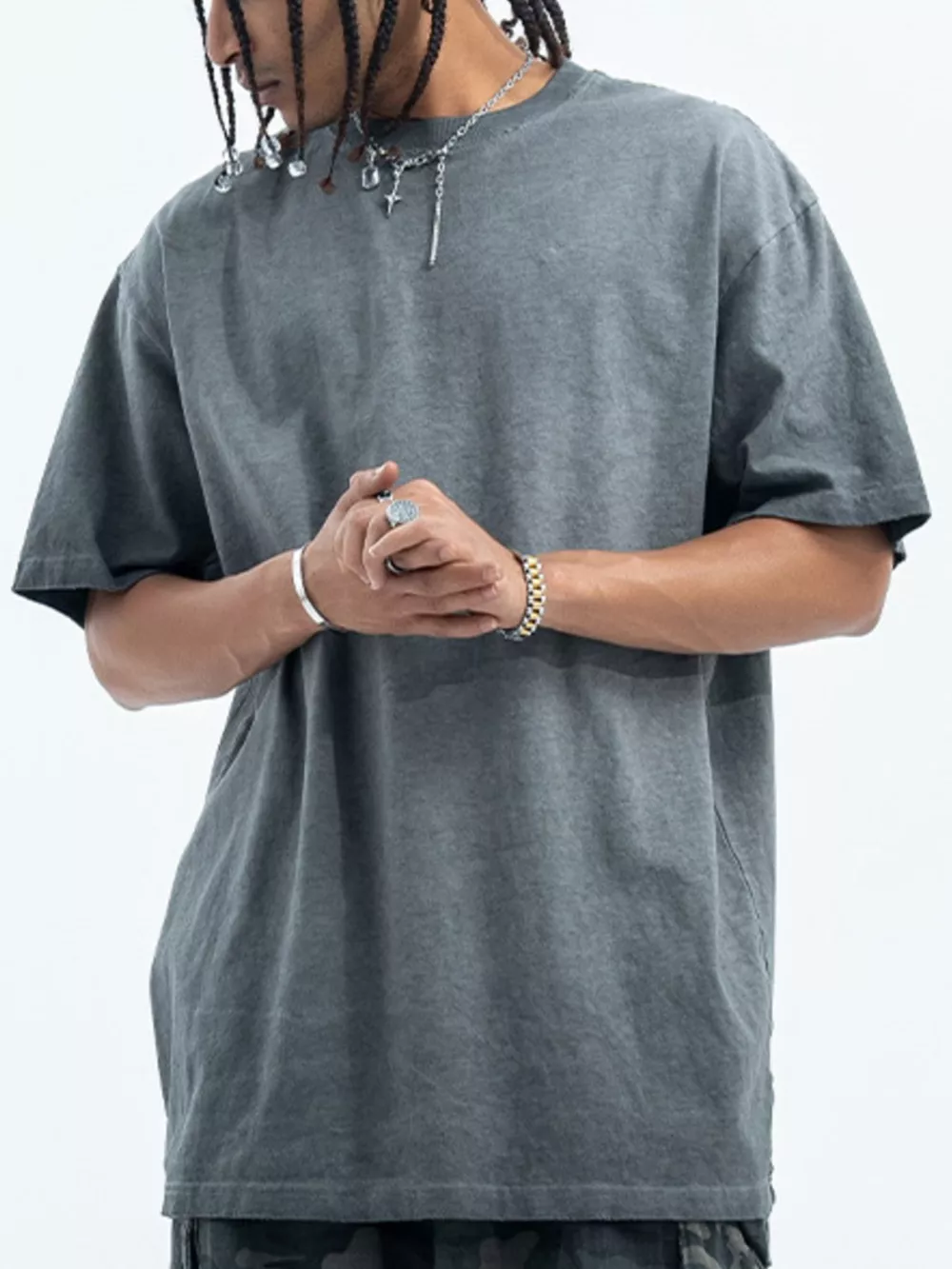 Men's Vintage Wash Round Neck T-Shirt, image 9