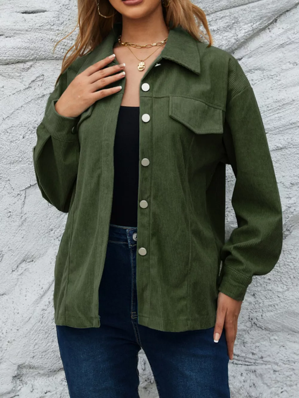 Corduroy Button-Down Shacket, image 10
