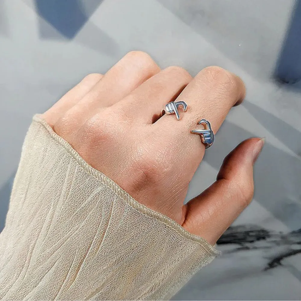 Hand Heart Shape 925 Sterling Silver Open Ring, image 5