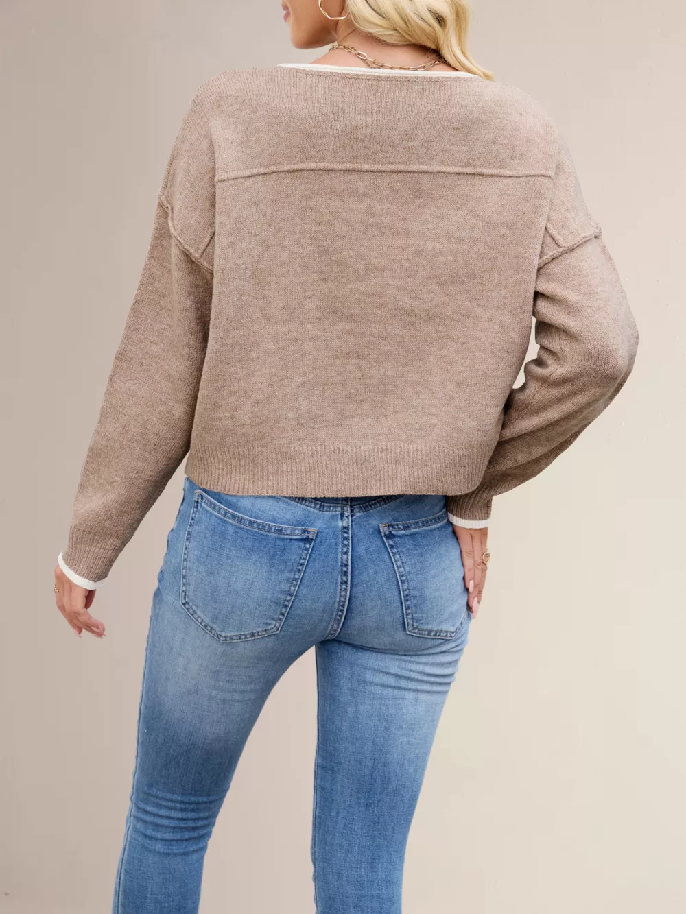 Round Neck Dropped Shoulder Sweater, image 12