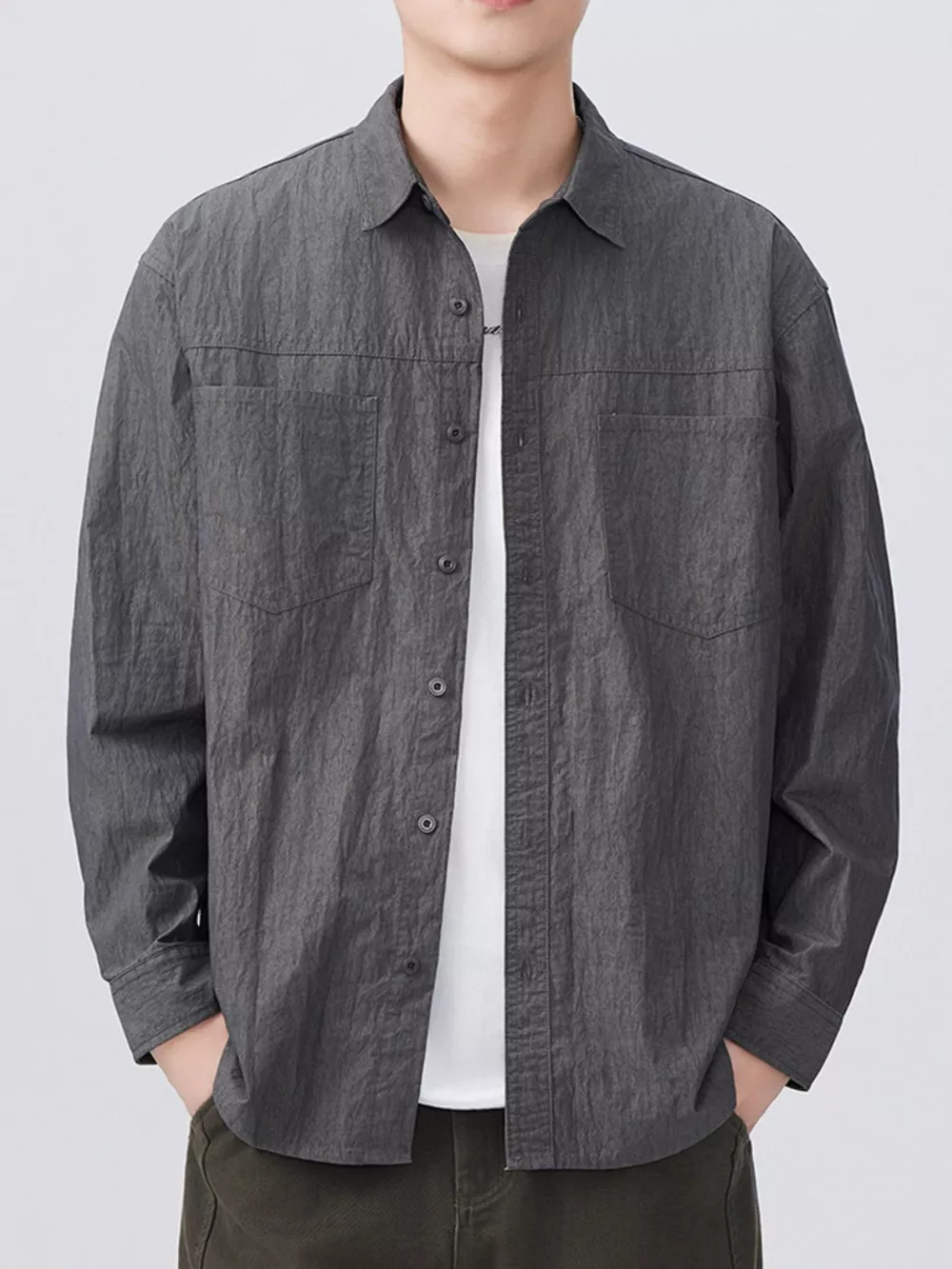 Men's Plus Size Button Up Long Sleeve Shirt, image 2