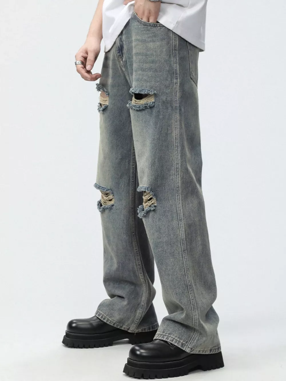 Men's Full Size Distressed Wide Leg Jeans Plus Size, image 8