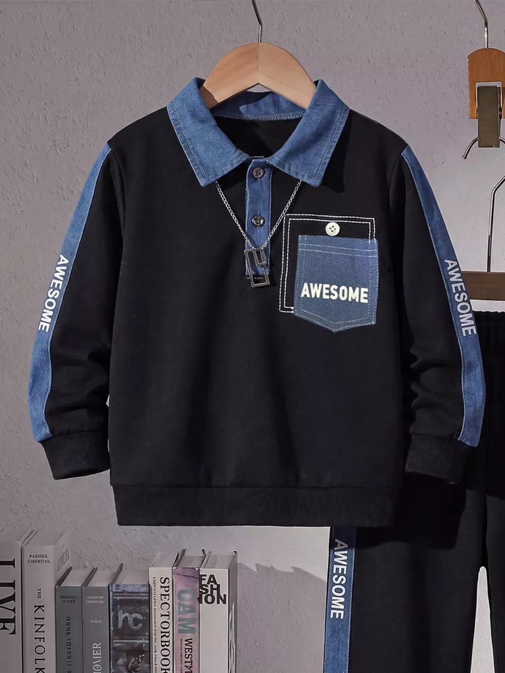Children's Contrast Polo Shirt and Joggers Set, image 4