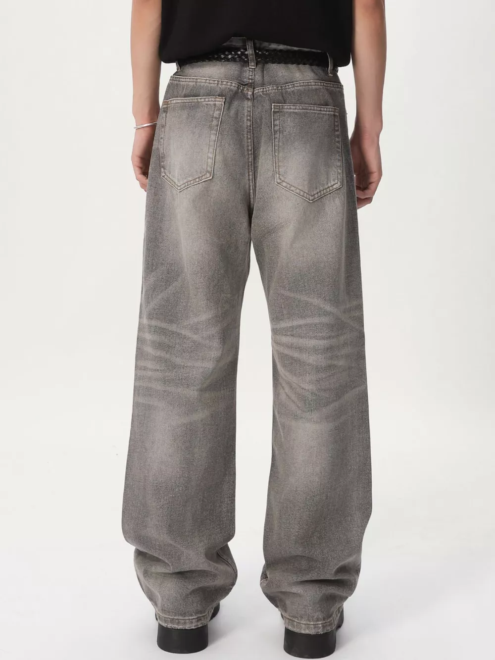 Men's Vintage Wash Wide Leg Jeans, image 3